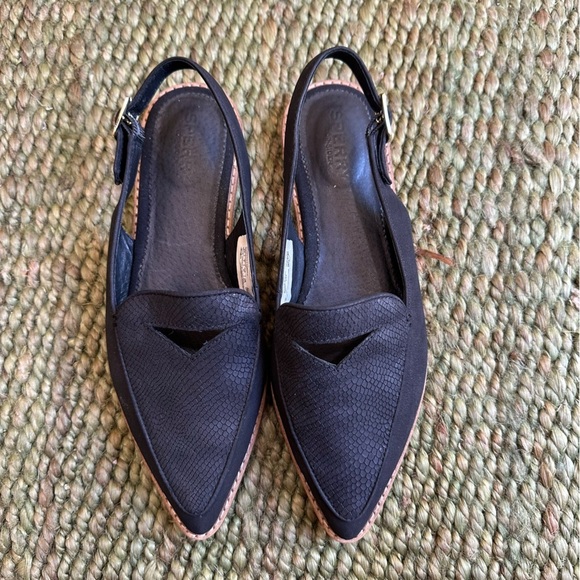 Sperry Saybrook Slingback Suede Leather Black Size 6.5 NWOB - Picture 3 of 9